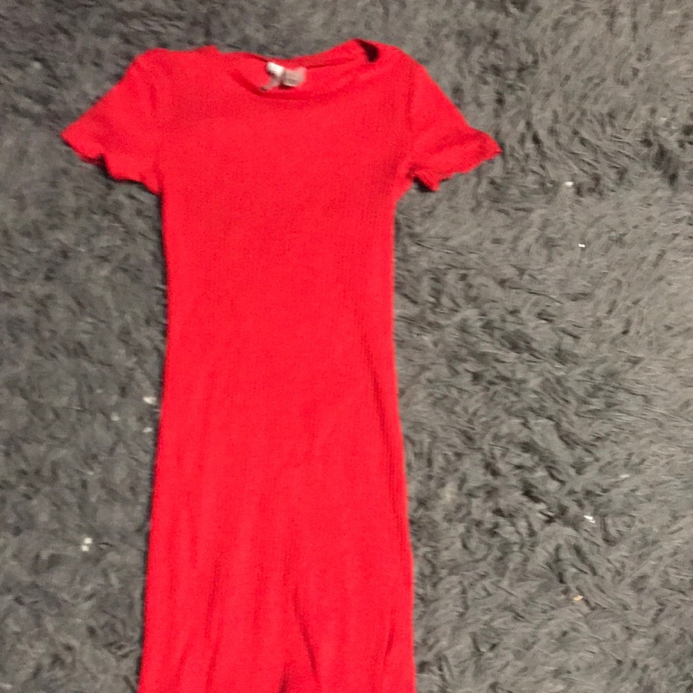 red skin tight dress